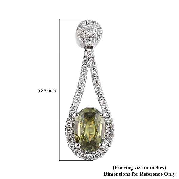 Iliana 18K White Gold AAA Ambanja Demantoid Garnet And G-H SI Diamond Dangle Earrings 2.35 Ctw