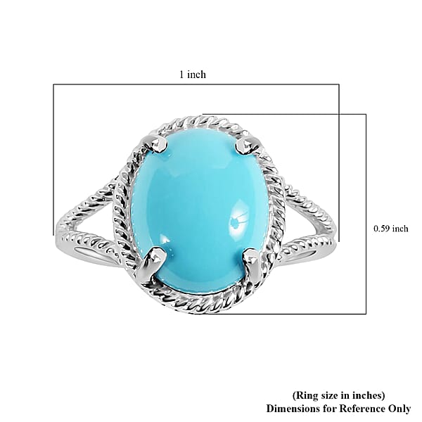 Iliana 18K White Gold AAA Sleeping Beauty Turquoise Ring 2.90 Ctw