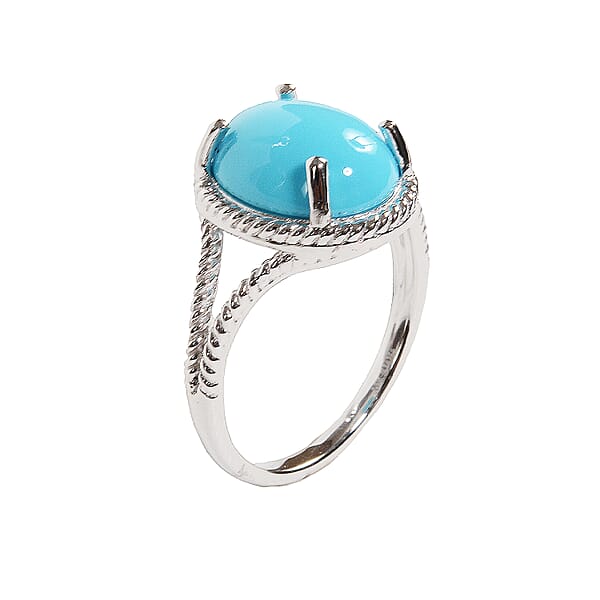 Iliana 18K White Gold AAA Sleeping Beauty Turquoise Ring 2.90 Ctw