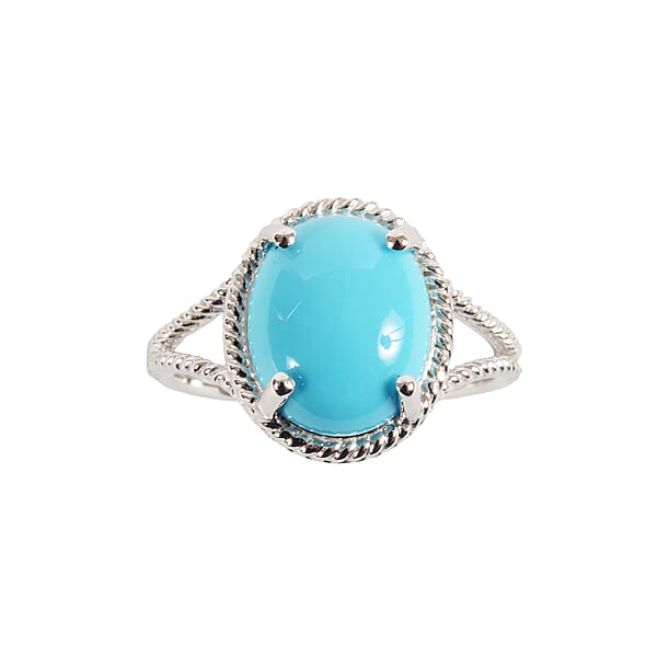 Iliana 18K White Gold AAA Sleeping Beauty Turquoise Ring 2.90 Ctw
