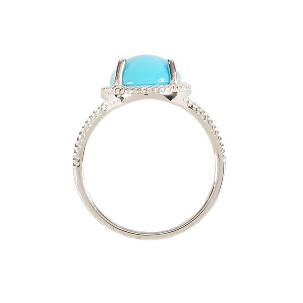 Iliana 18K White Gold AAA Sleeping Beauty Turquoise Ring 2.90 Ctw