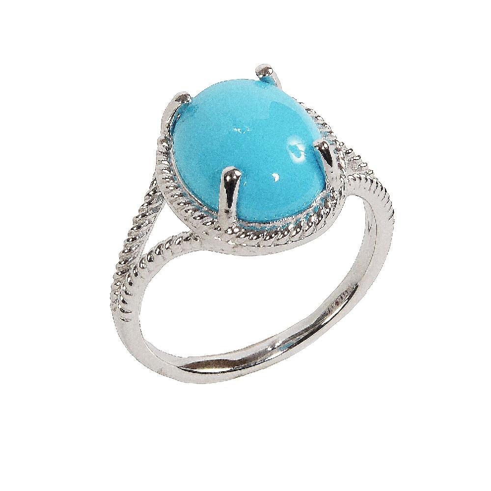 Iliana 18K White Gold AAA Sleeping Beauty Turquoise Ring 2.90 ctw