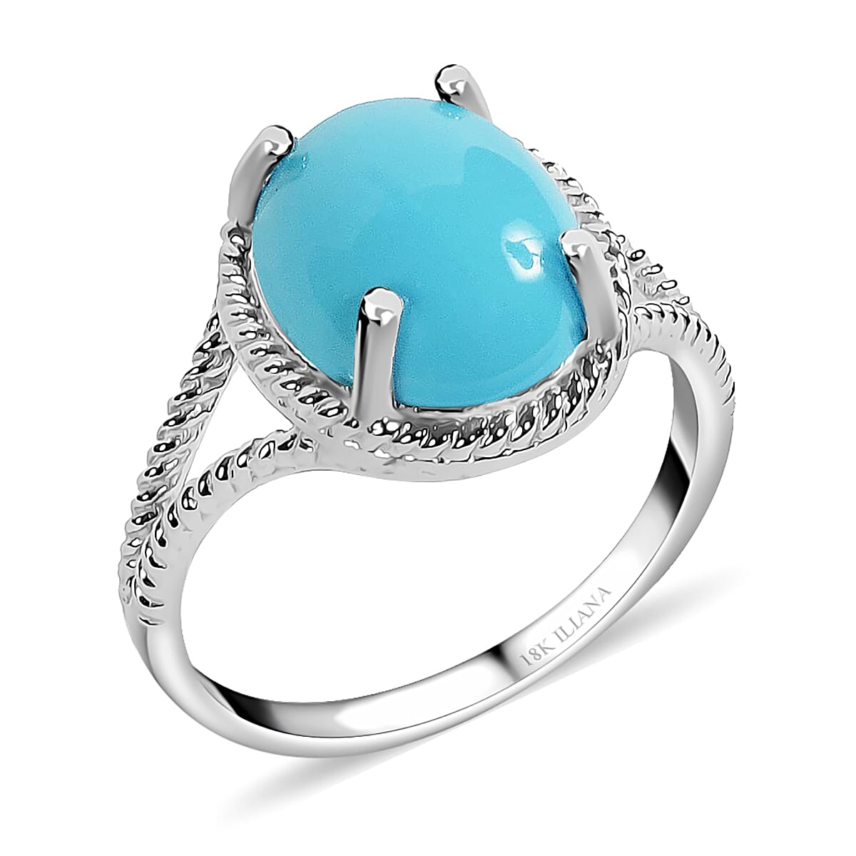 Iliana 18K White Gold AAA Sleeping Beauty Turquoise Ring 2.90 ctw