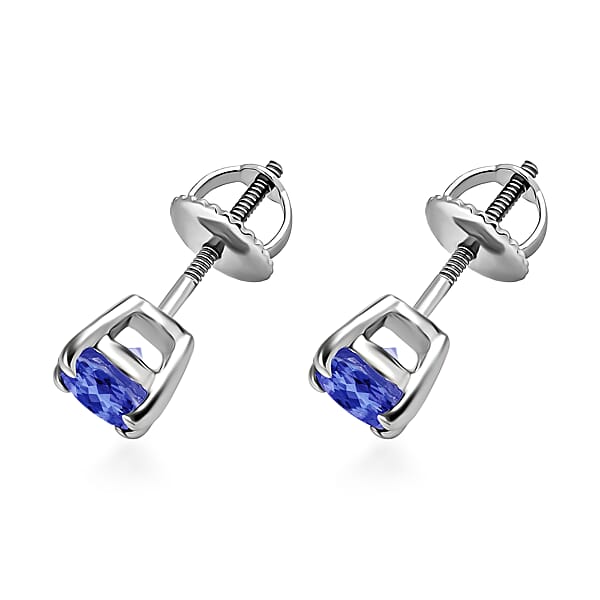 Iliana 18K White Gold AAA Tanzanite Solitaire Stud Earrings 1.00 Ctw