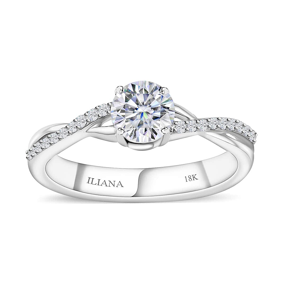 Iliana 18K White Gold G-H SI1 Diamond Criss Cross Ring 4.15 Grams 0.75 ctw