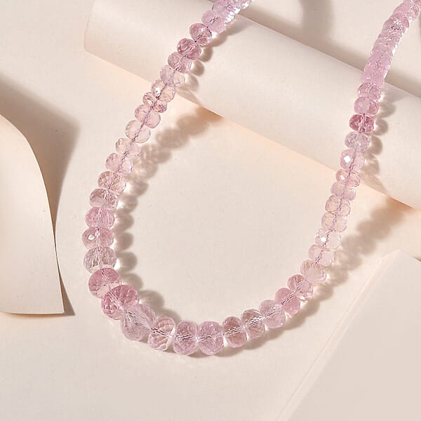 Iliana 18K Yellow Gold AAA Marropino Morganite Beaded Necklace 18 Inches With 2 Inch Extender 155.00 Ctw