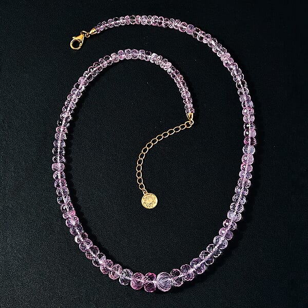Iliana 18K Yellow Gold AAA Marropino Morganite Beaded Necklace 18 Inches With 2 Inch Extender 155.00 Ctw