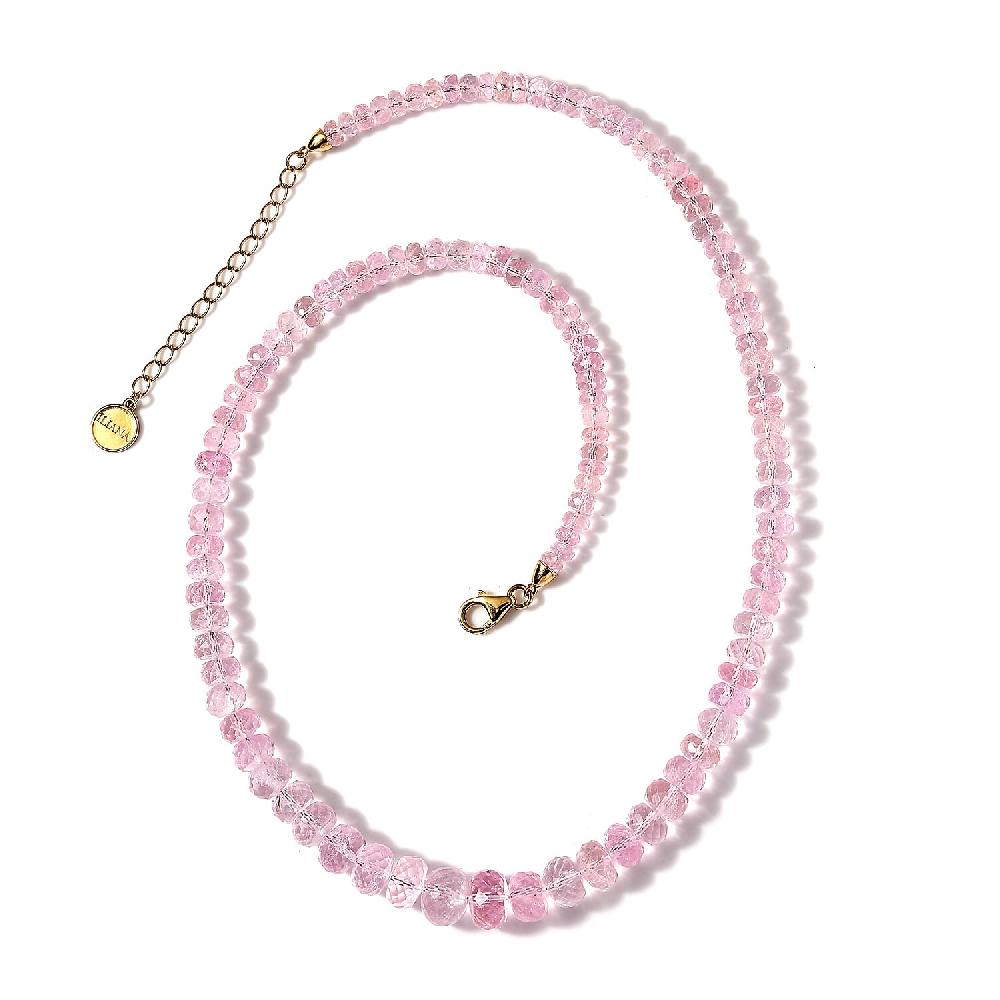 Iliana 18K Yellow Gold AAA Marropino Morganite Beaded Necklace 18 Inches with 2 Inch Extender 155.00 ctw