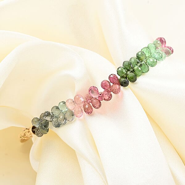 Iliana 18K Yellow Gold AAA Multi-Tourmaline Beaded Graduated Bracelet (7-8In) 40.00 Ctw