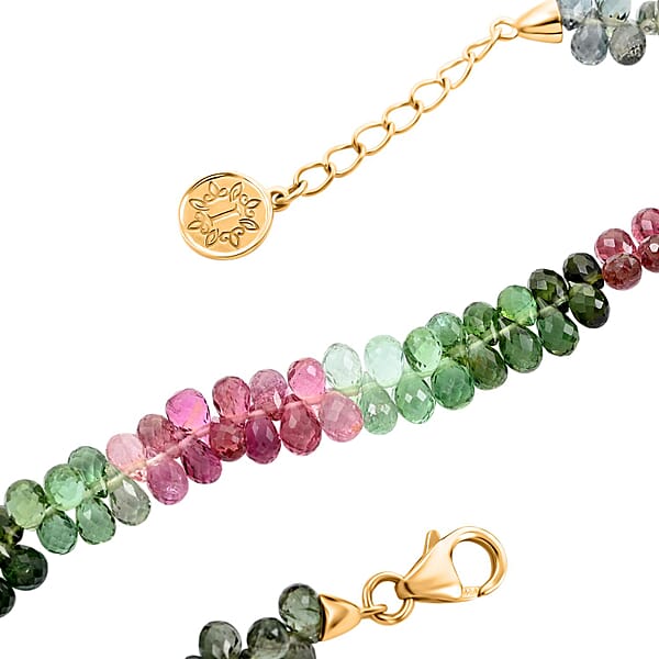 Iliana 18K Yellow Gold AAA Multi-Tourmaline Beaded Graduated Bracelet (7-8In) 40.00 Ctw