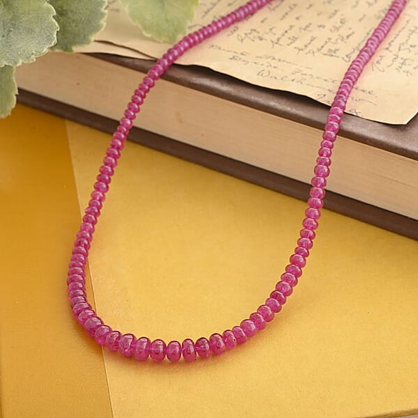 Iliana 18K Yellow Gold AAAA Montepuez Ruby Beaded Graduated Necklace 18 Inches 70.00 Ctw