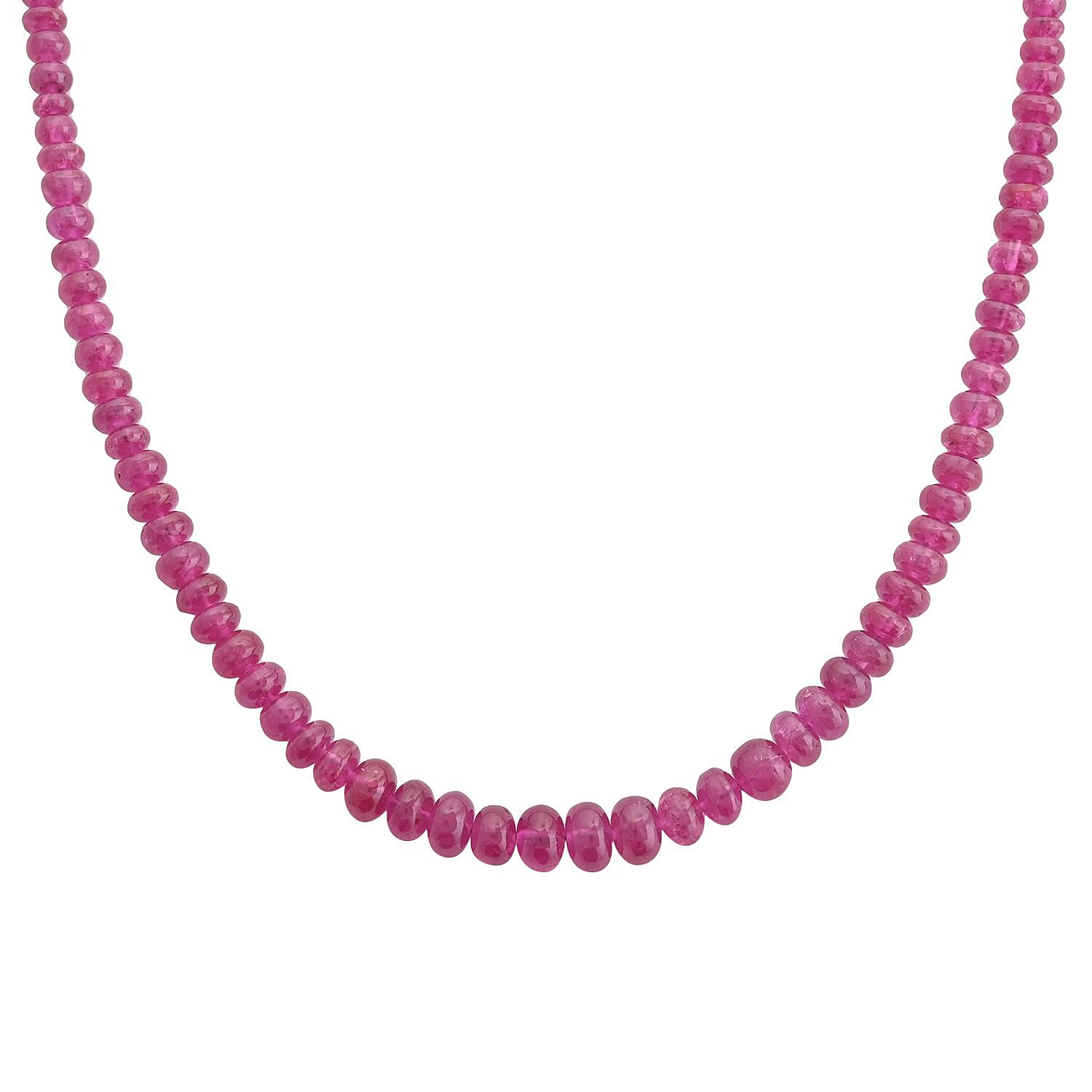 Iliana 18K Yellow Gold AAAA Montepuez Ruby Beaded Graduated Necklace 18 Inches 70.00 ctw
