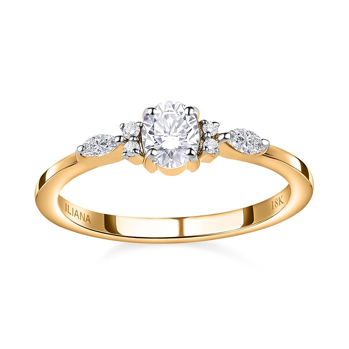 Iliana 18K Yellow Gold Diamond G-H SI Ring 0.50 ctw