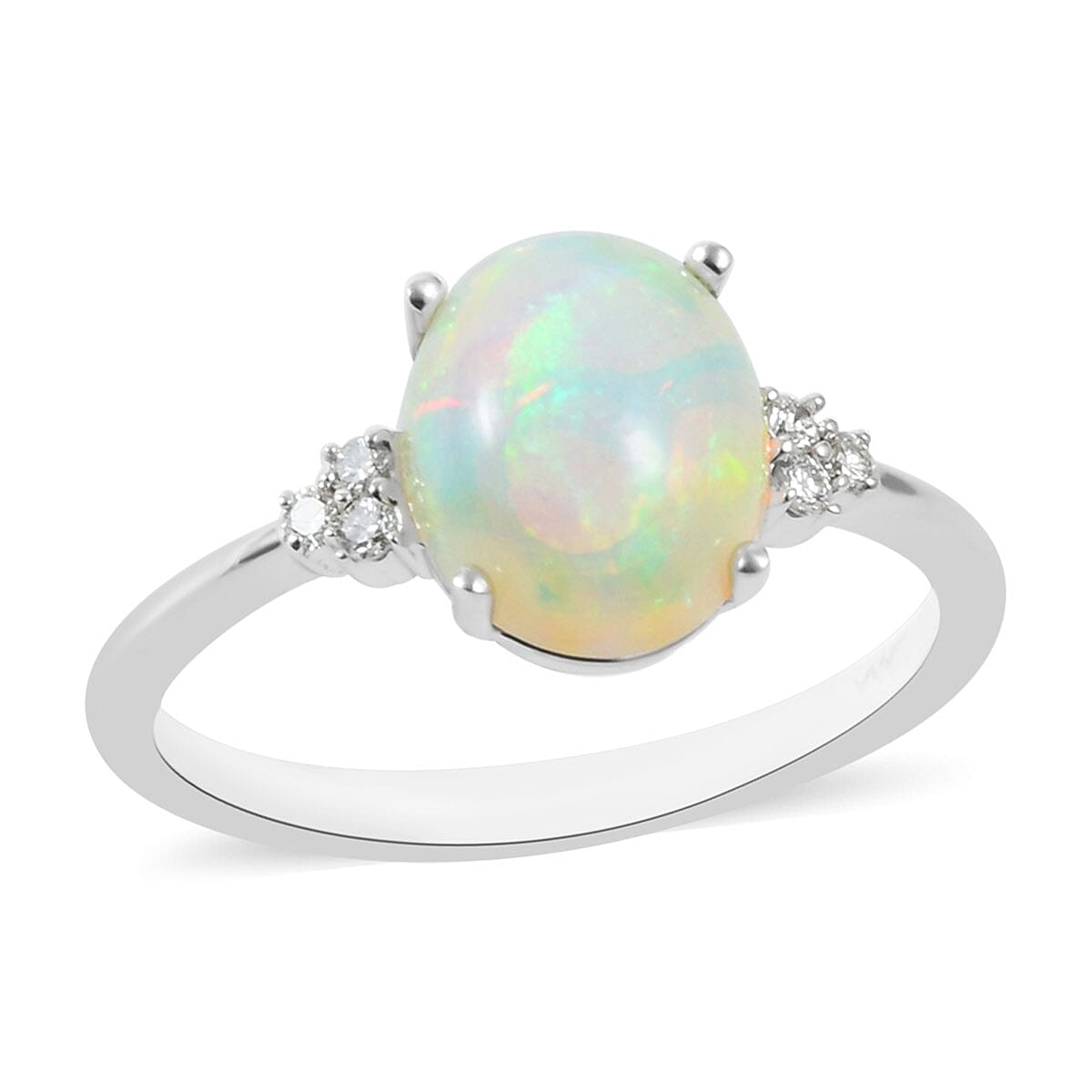 Iliana 2.52 ctw AAA Ethiopian Welo Opal and Diamond G-H SI Ring in 18K White Gold 3.17 Grams