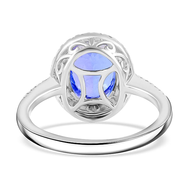 Iliana 2.95 Ctw AAA Tanzanite And Diamond G-H SI Ring In 18K White Gold With Appraised Certificate 4.37 Grams
