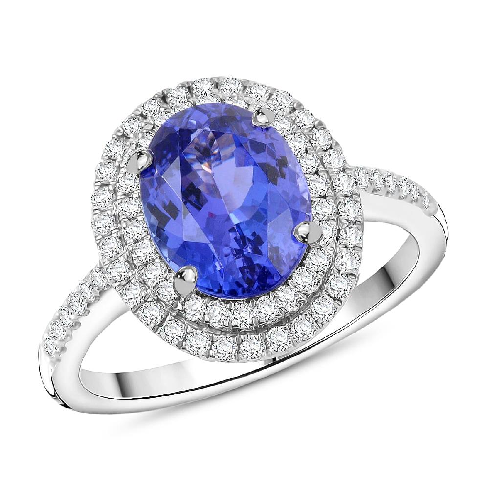 Iliana 2.95 Ctw AAA Tanzanite And Diamond G-H SI Ring In 18K White Gold With Appraised Certificate 4.37 Grams