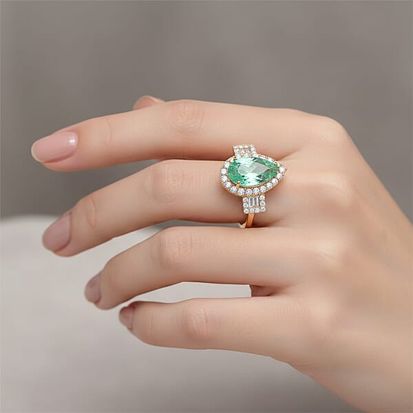 Iliana AAA Boyaca Colombian Emerald And G-H SI Diamond 2.70 Ctw Ring In 18K Yellow Gold 6.40 Grams