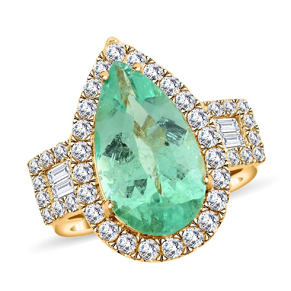 Iliana AAA Boyaca Colombian Emerald and G-H SI Diamond 2.70 ctw Ring in 18K Yellow Gold 6.40 Grams