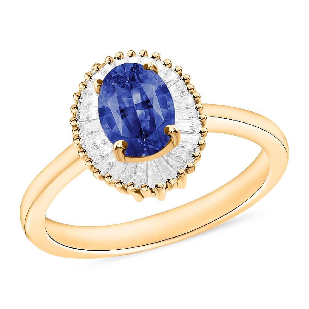 Iliana AAA Ceylon Blue Sapphire and G-H SI Diamond 1.20 ctw Ring in 18K Yellow Gold