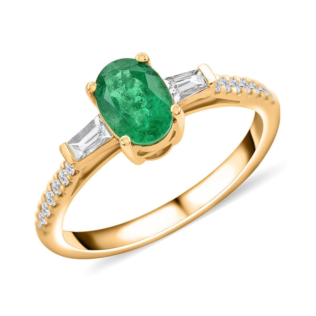 Iliana AAA Kagem Zambian Emerald Diamond Ring in 18K Yellow Gold 1.10 ctw