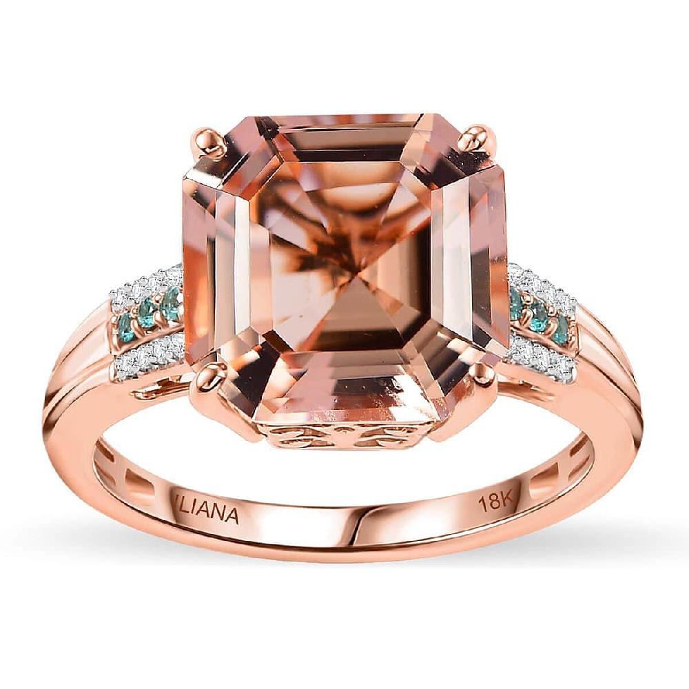 Iliana AAA Marropino Morganite Paraiba Tourmaline and G-H SI Diamond 7.25 ctw Statement Ring in 18K Rose Gold