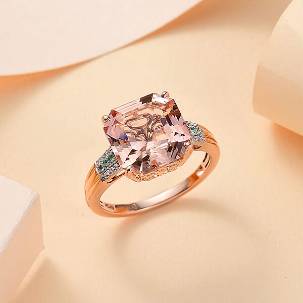Iliana AAA Marropino Morganite Paraiba Tourmaline And G-H SI Diamond 7.25 Ctw Statement Ring In 18K Rose Gold