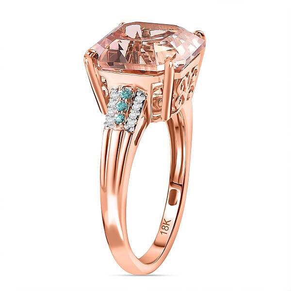 Iliana AAA Marropino Morganite Paraiba Tourmaline And G-H SI Diamond 7.25 Ctw Statement Ring In 18K Rose Gold