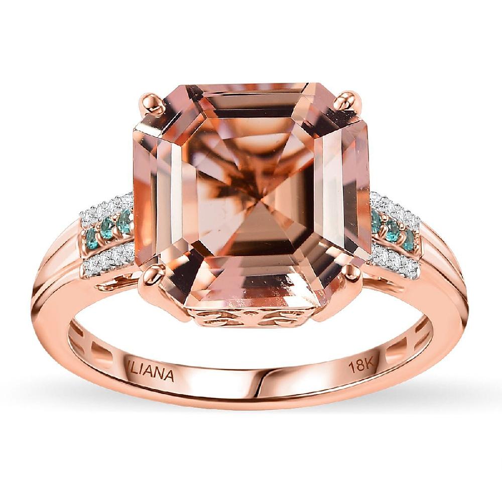Iliana AAA Marropino Morganite Paraiba Tourmaline and G-H SI Diamond 7.25 ctw Statement Ring in 18K Rose Gold