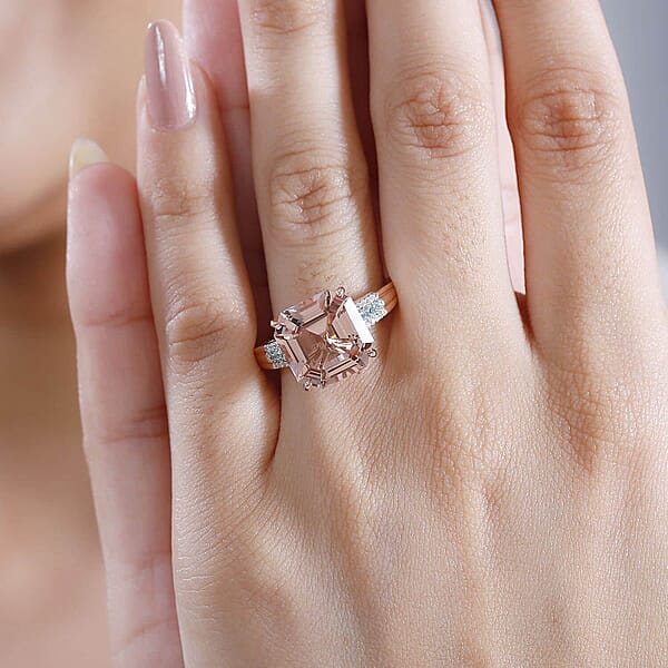 Iliana AAA Marropino Morganite Paraiba Tourmaline And G-H SI Diamond 7.25 Ctw Statement Ring In 18K Rose Gold