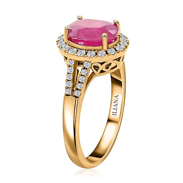 Iliana AAA Montepuez Ruby And SI Diamond 2.35 Ctw Ring In 18K Yellow Gold 5.07 Grams