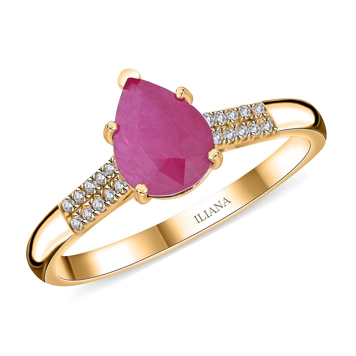 Iliana AAA Mozambique Ruby and G-H SI Diamond 2.15 ctw Ring in 18K Yellow Gold