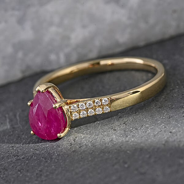 Iliana AAA Mozambique Ruby And G-H SI Diamond 2.15 Ctw Ring In 18K Yellow Gold