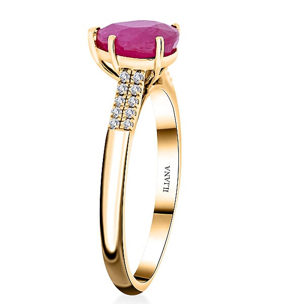 Iliana AAA Mozambique Ruby And G-H SI Diamond 2.15 Ctw Ring In 18K Yellow Gold