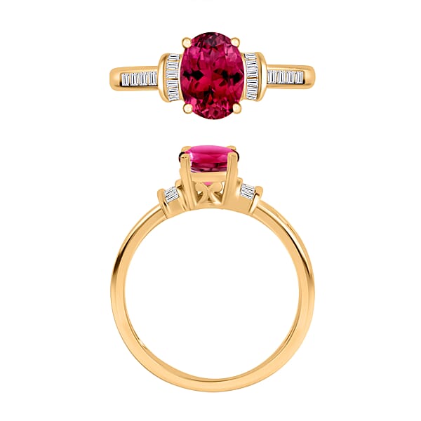 Iliana AAA Ouro Fino Rubellite And G-H SI Diamond 1.50 Ctw Ring In 18K Yellow Gold