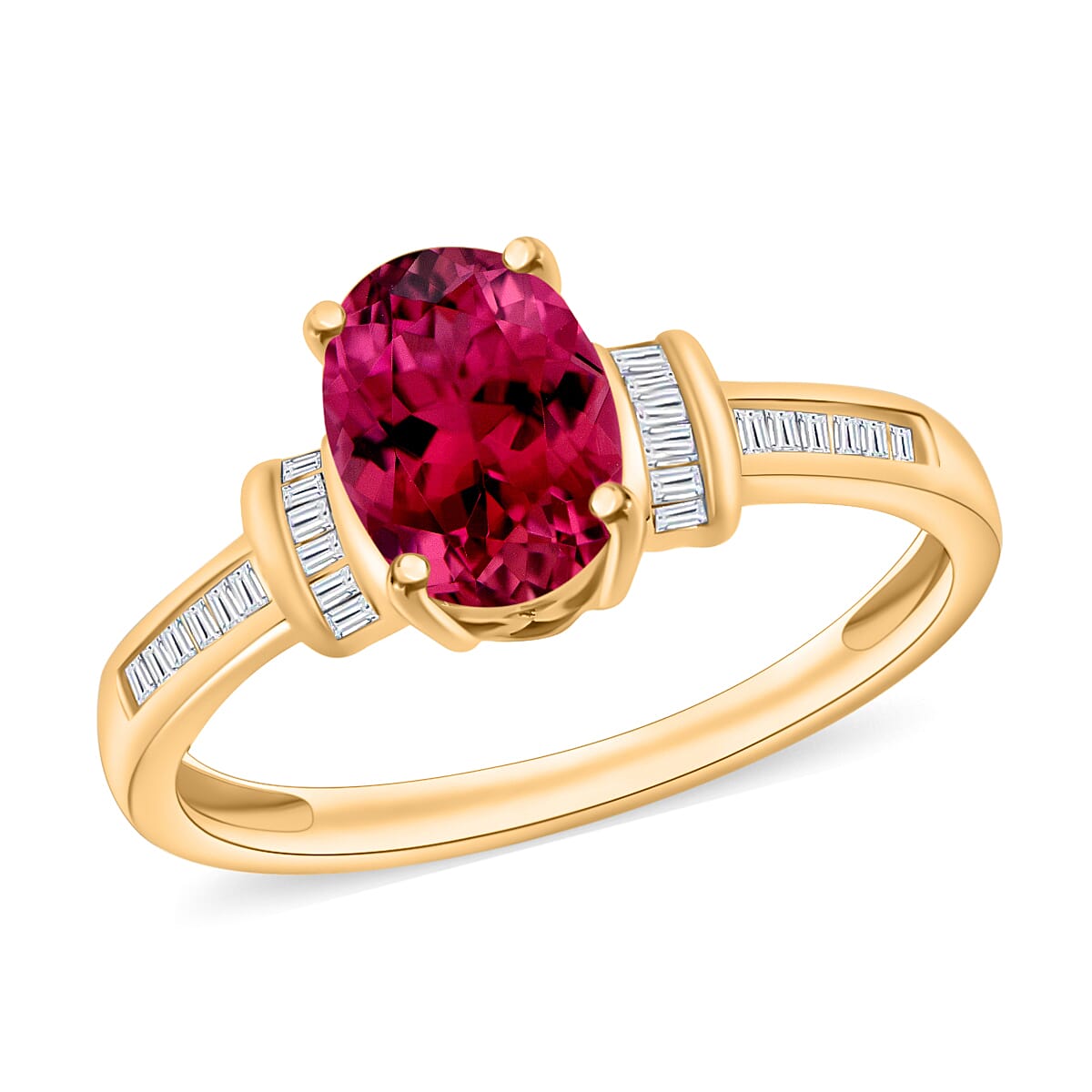 Iliana AAA Ouro Fino Rubellite and G-H SI Diamond 1.50 ctw Ring in 18K Yellow Gold