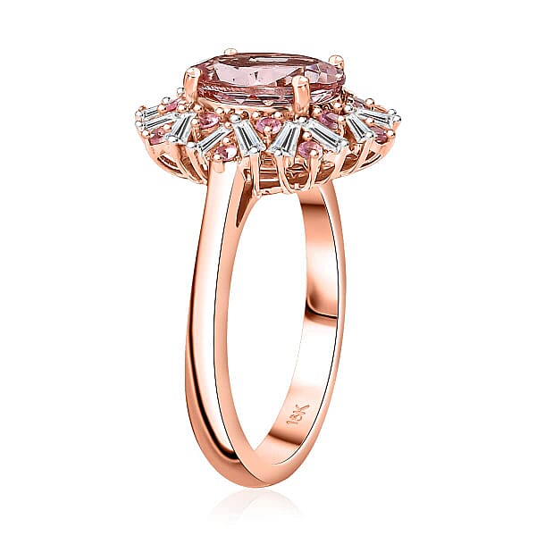 Iliana AAA Pink Morganite Mahenge Spinel And G-H SI Diamond 2.50 Ctw Ring In 18K Rose Gold 4.70 Grams