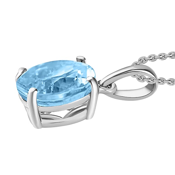 Iliana AAA Santa Maria Aquamarine 5.05 Ctw Solitaire Pendant Without Chain In 18K White Gold (Del. In 10-12 Days)