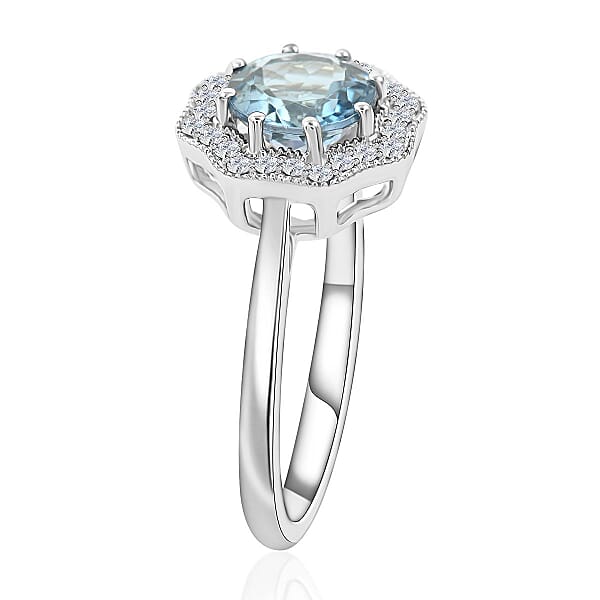 Iliana AAA Santa Maria Aquamarine And G-H SI Diamond 1.35 Ctw Ring In 18K White Gold