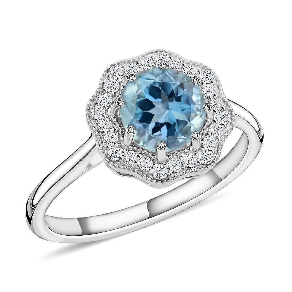 Iliana AAA Santa Maria Aquamarine and G-H SI Diamond 1.35 ctw Ring in 18K White Gold