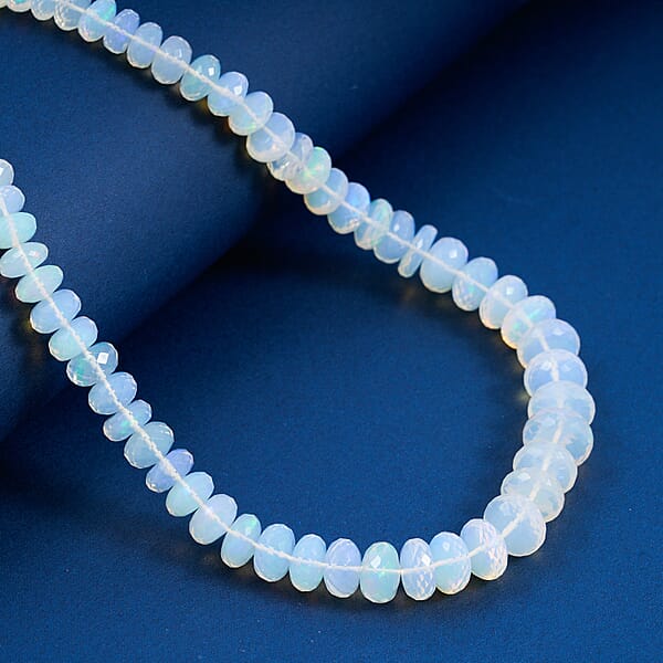 Iliana AAAA Ethiopian Welo Opal 140.00 Ctw Beaded Necklace In 18K White Gold 18-20 Inches