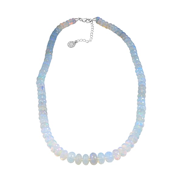 Iliana AAAA Ethiopian Welo Opal 140.00 Ctw Beaded Necklace In 18K White Gold 18-20 Inches