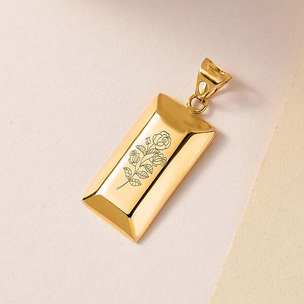 Iliana Rose Flower Bar Pendant Without Chain In 18K Yellow Gold 1.60 Grams