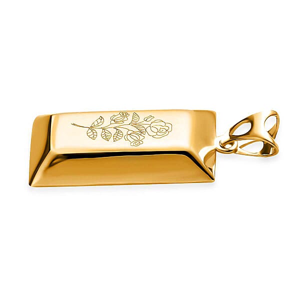 Iliana Rose Flower Bar Pendant Without Chain In 18K Yellow Gold 1.60 Grams