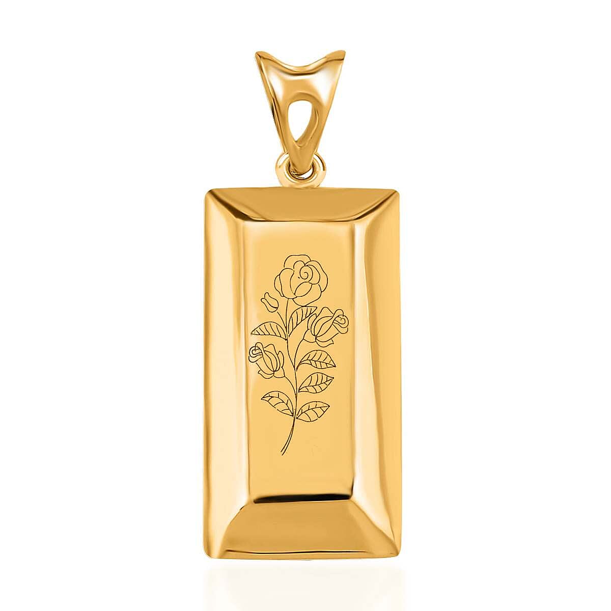Iliana Rose Flower Bar Pendant without Chain in 18K Yellow Gold 1.60 Grams