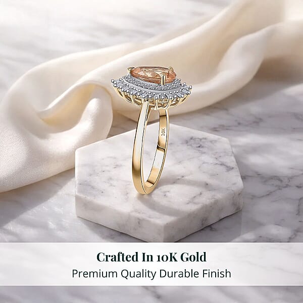 Imperial Garnet Lab Grown Diamond Fire Ring In 10K Yellow Gold 2.65 Ctw