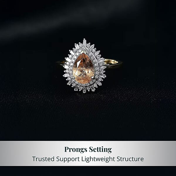 Imperial Garnet Lab Grown Diamond Fire Ring In 10K Yellow Gold 2.65 Ctw
