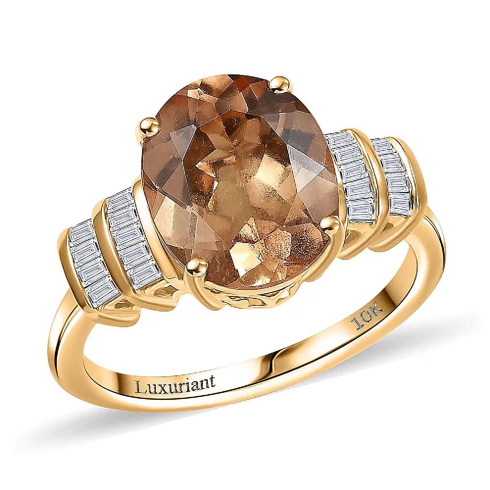 Imperial Garnet Lab Grown Diamond Ring in 10K Yellow Gold 5.15 ctw
