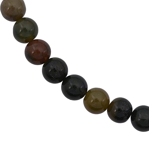 Indian Agate Beaded 351.45 Ctw Necklace 18 Inches In Sterling Silver