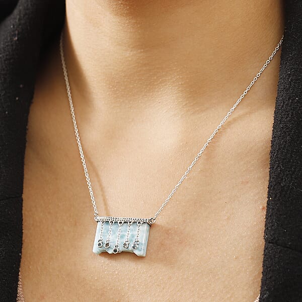 Indian Artisan Crafted Sky Blue Topaz And Multi Gemstone 27.60 Ctw Ethereal Cascade Necklace In Sterling Silver 18 Inches