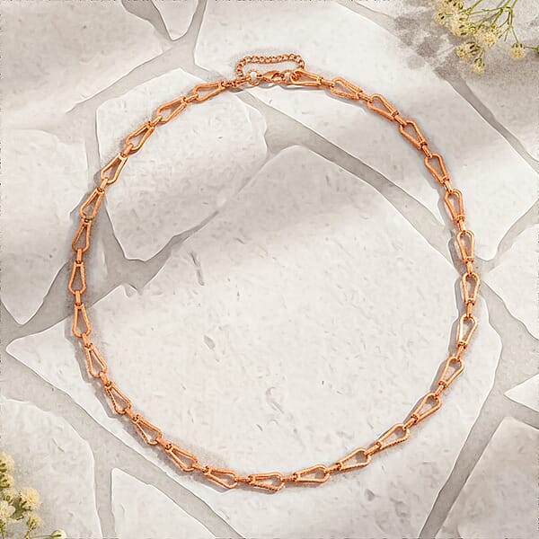 Interlocking Chain Necklace In ION Plated RG Stainless Steel 20 Inches